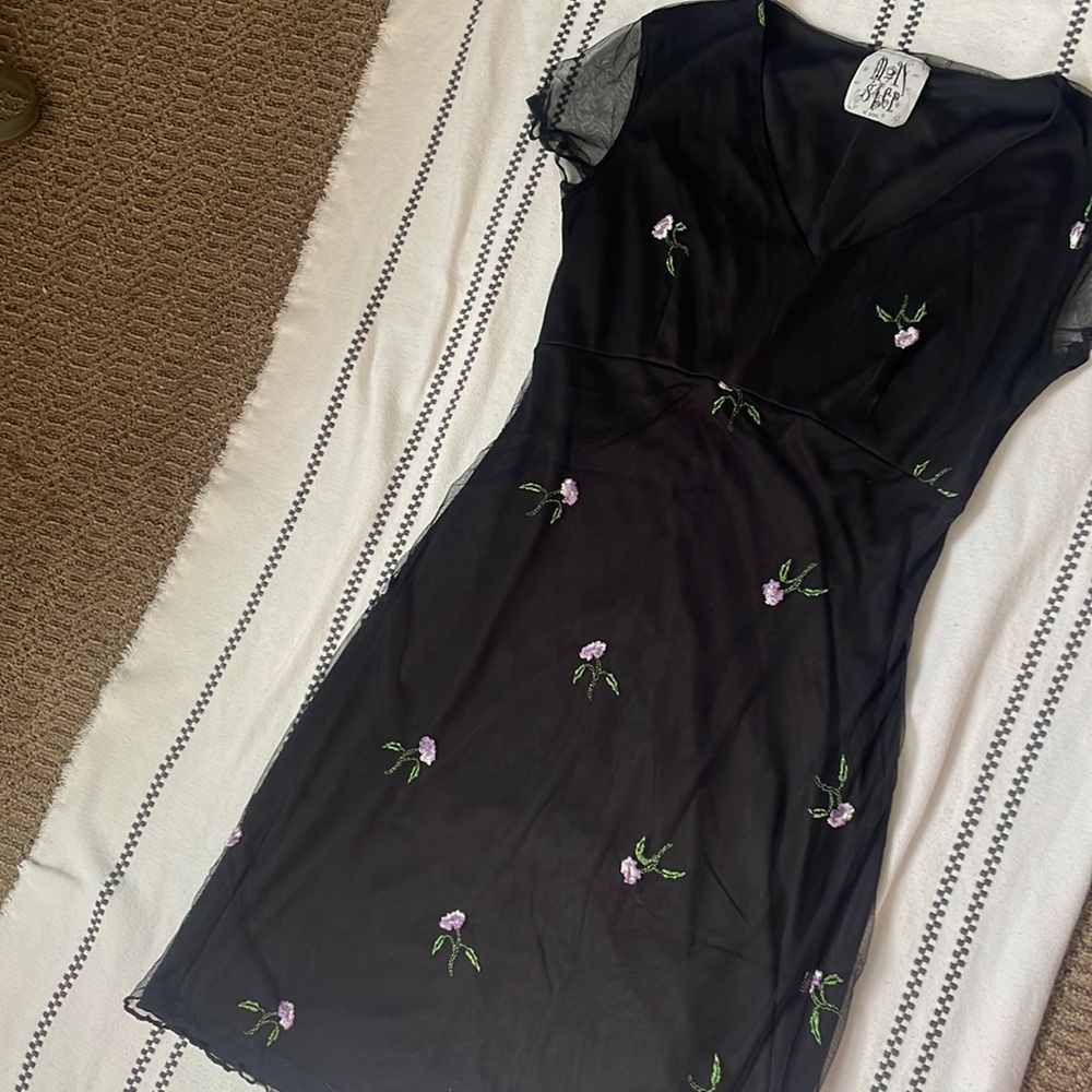 Vintage floral embroidered dress